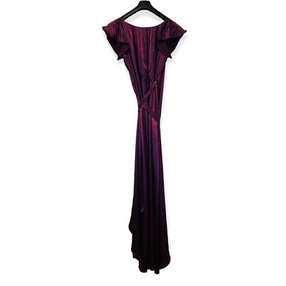 Joanna August Purple Satin Wrap Dress Size Large - Picture 3 of 9